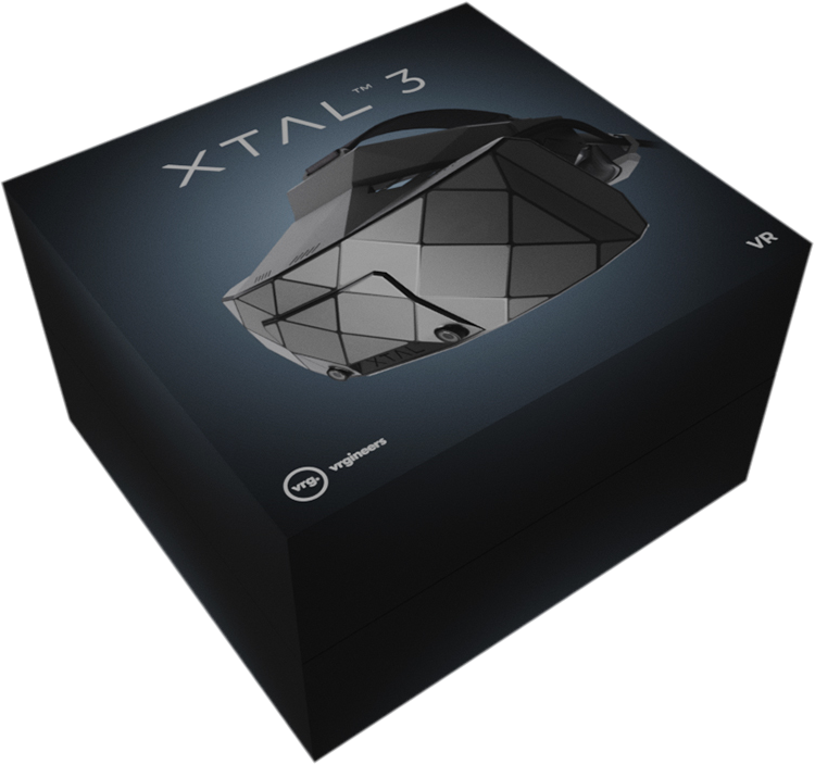 package box with XTAL 3 logo and image of XTAL 3 VR headset